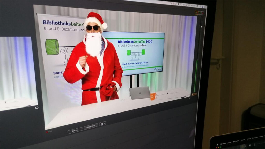 Der Nikolaus ist ein interessanter Gast in einer Videokonferenz.